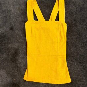 Current Air "Mustard Criss Cross Back Apron Tank Top"